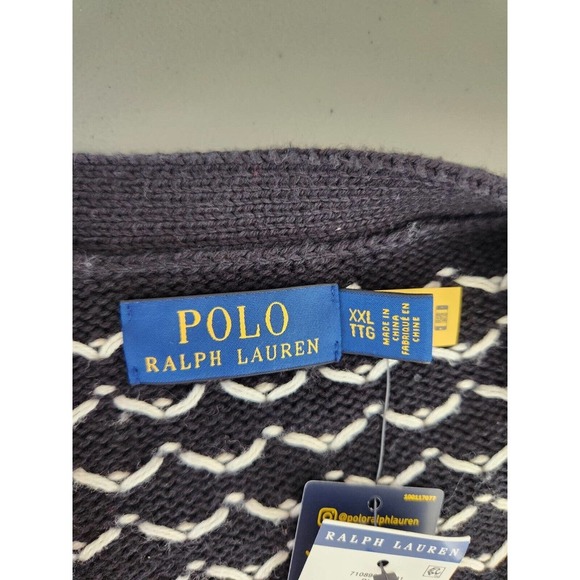 NWT Polo Ralph Lauren Men’s Cotton Cashmere Snowflake Cardigan Size XXL Black - Picture 7 of 12